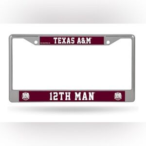NEW NCAA Texas A&M Aggies 12" x 6" Silver Chrome Frame Decal Inserts